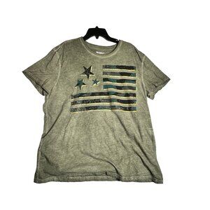 William Rash Olive Green Short Sleeve Flag Tee Shirt Mens 2XL XXL